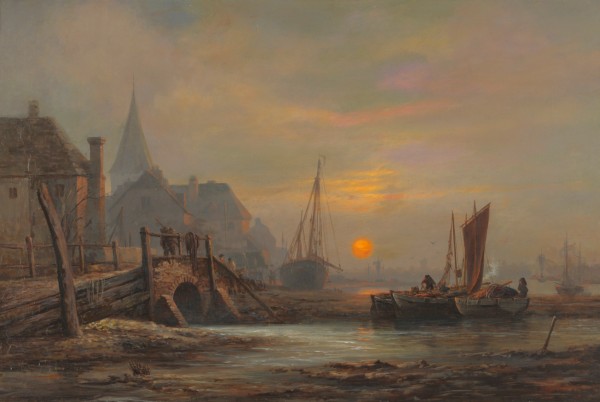 Sunset in a port by John Wilson Carmichael